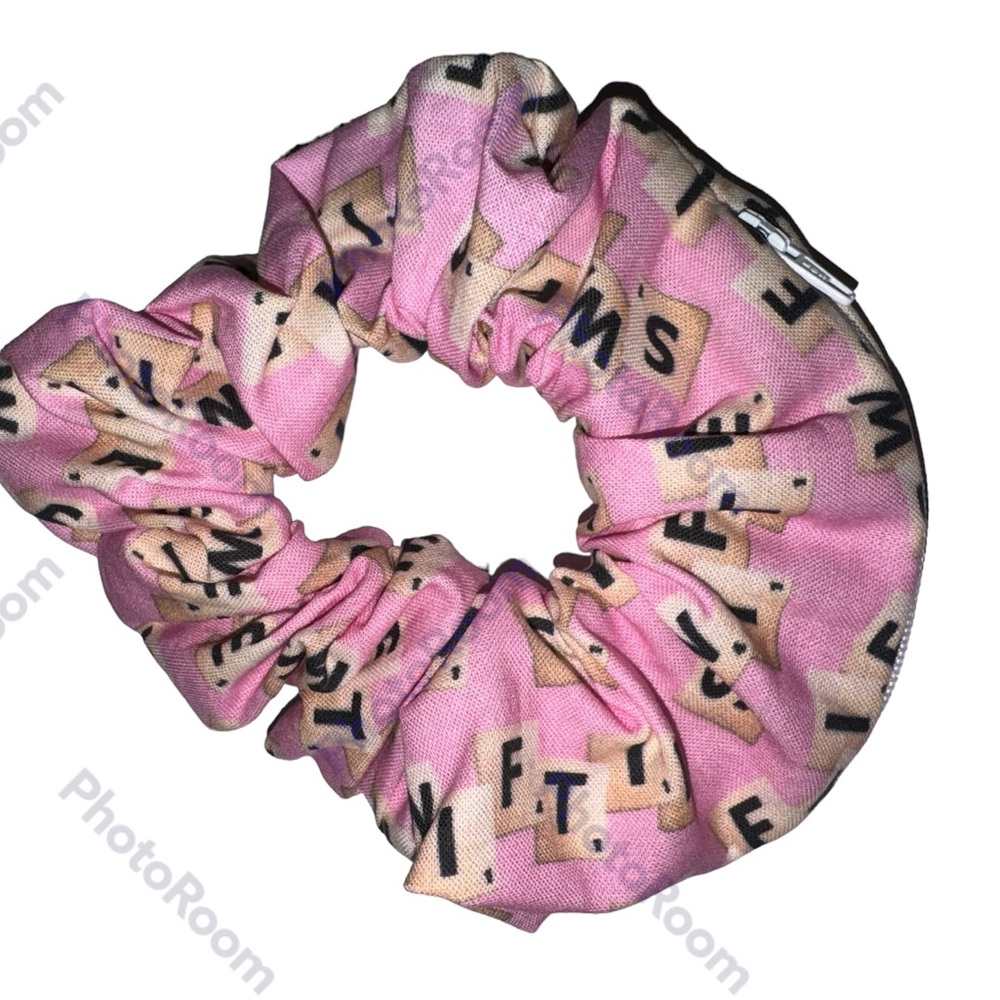 Swifties pink zipper hair scrunchie hand made USA cotton NWT fun summer beach